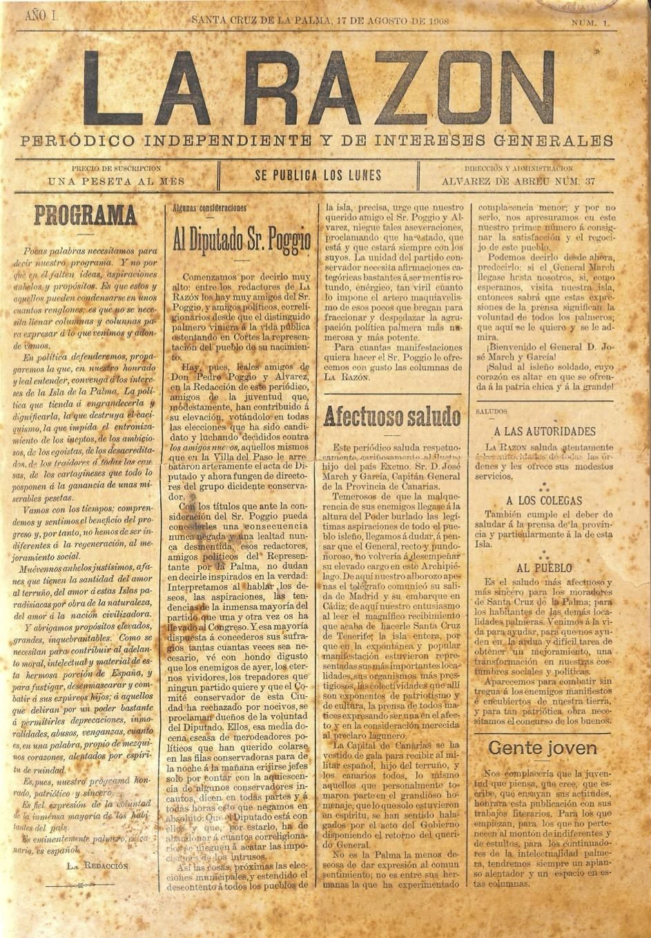 Portada de 'La Razón' (Real Sociedad Cosmológica)