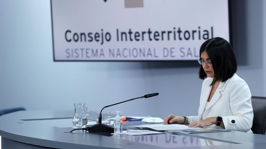 Imagen de archivo de la ministra de Sanidad, Carolina Darías, tras una nueva reunión del Consejo Interterritorial del Sistema Nacional de Salud.