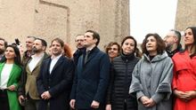 Dirigentes de PP, Vox y Ciudadanos en la plaza de Colón de Madrid