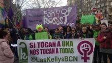 Las Kellys en una protesta en Barcelona durante el rodaje del documental