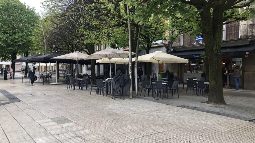 La zona de bares de la Alameda con las terrazas vacías.