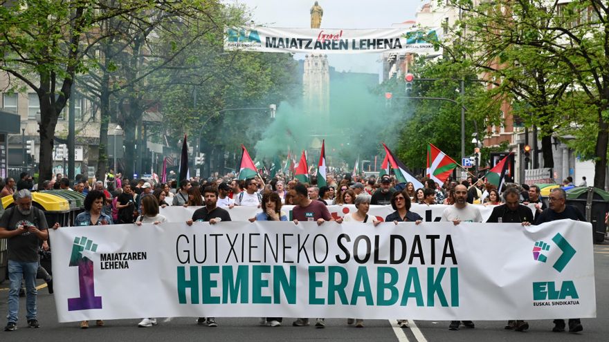 Mas salario, más vivienda y menos precariedad: otro Primero de Mayo en Euskadi marcado por la guerra