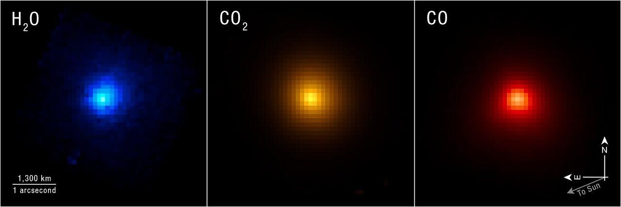 Las firmas moleculares del cometa detectadas por el instrumento espectrógrafo de infrarrojo cercano del telescopio James Webb.