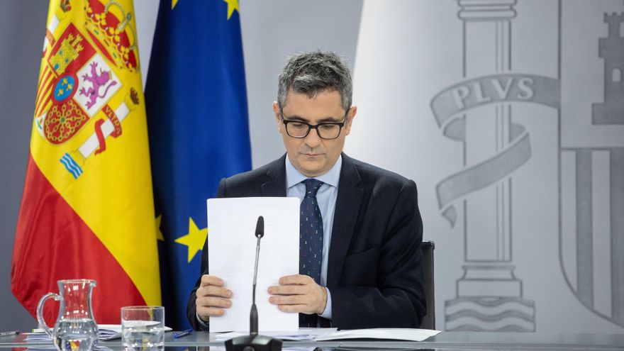 Archivo - El ministro de la Presidencia, Justicia y Relaciones con las Cortes, Félix Bolaños, durante una rueda de prensa tras el Consejo de Ministros, en el Palacio de la Moncloa, a 21 de enero de 2025, en Madrid (España).