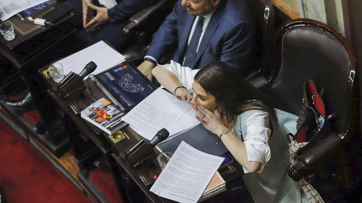 Marcela Pagano grita, al lado Carlos D'Alessandro