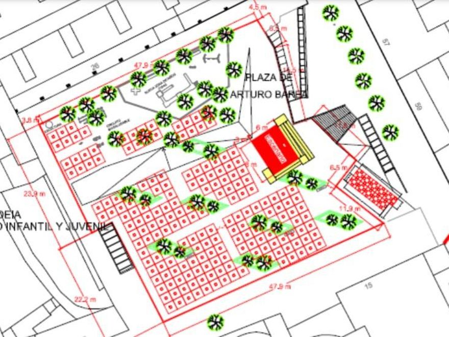 Escenario previsto en la plaza Arturo Barea para las fiestas de San Lorenzo 2021