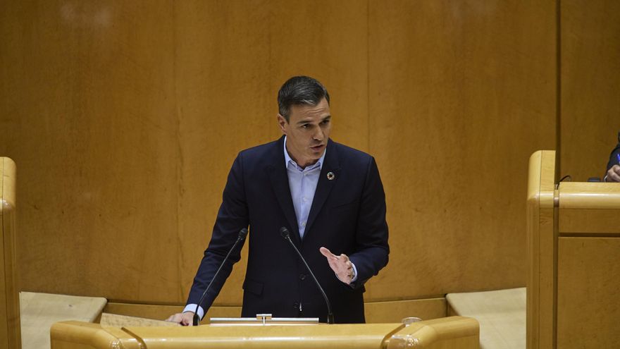 El presidente del Gobierno, Pedro Sánchez, interviene durante un debate monográfico sobre la crisis energética y el contexto económico, en el Senado, a 6 de septiembre de 2022, en Madrid (España). El objetivo de este encuentro es subrayar las diferencias