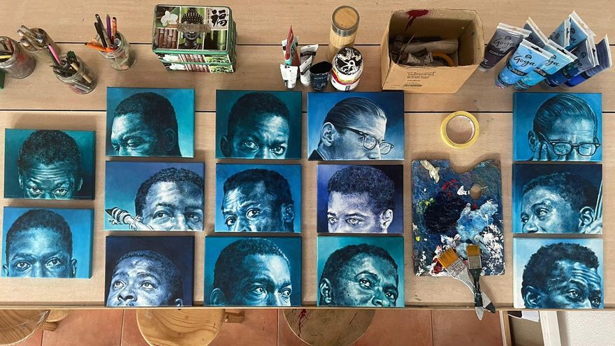 El jazz y el color azul protagonizan la nueva exposición del aniversario de La Vieja Bodega