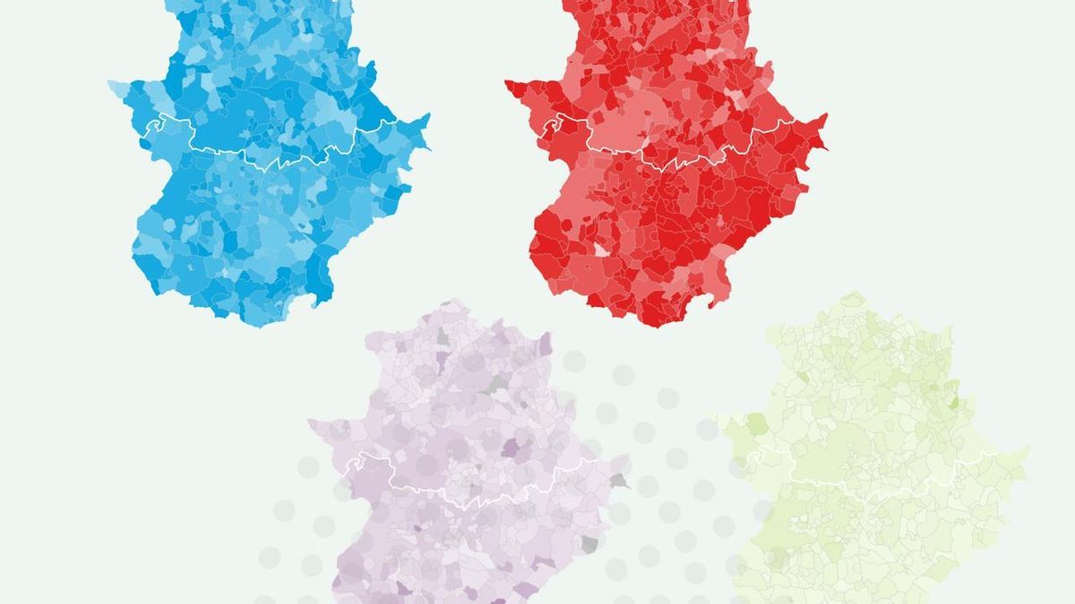 El mapa de la Extremadura de cada partido en las elecciones de 2025
