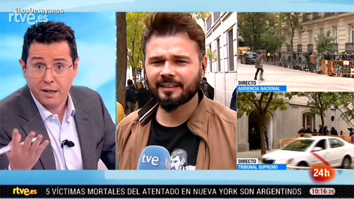 El rifirrafe en directo entre Sergio Martín y Gabriel Rufián en TVE
