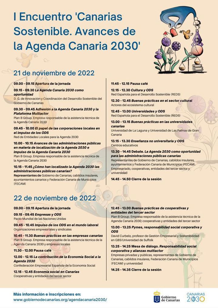 Programa del I Encuentro 'Canarias Sostenible. Avances de la Agenda Canaria 2030'