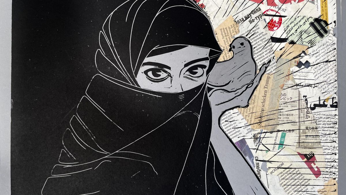 Uno de los grabados expuestos en Amán.