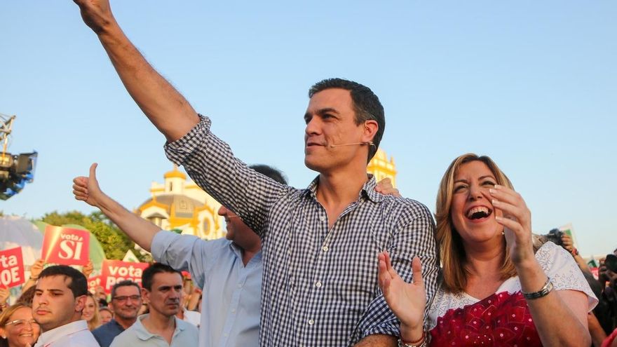 Pedro Sánchez y Susana Díaz en el mitin del PSOE.