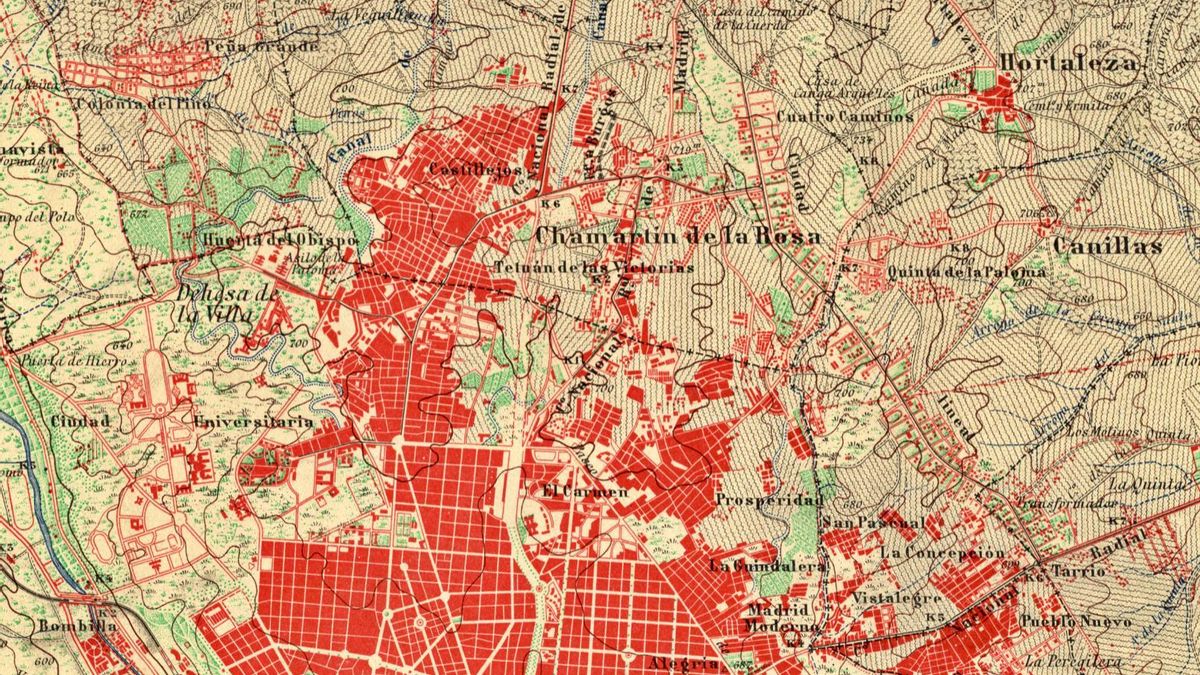 Mapa de Madrid en 1944 y municipios cercanos del norte