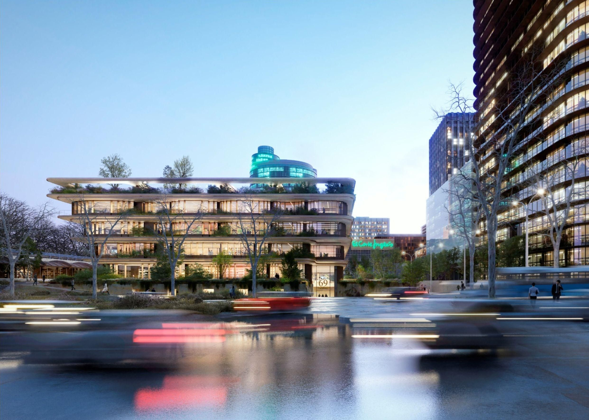 Otra vista del futuro edificio sobre el aparcamiento de Nuevos Ministerios