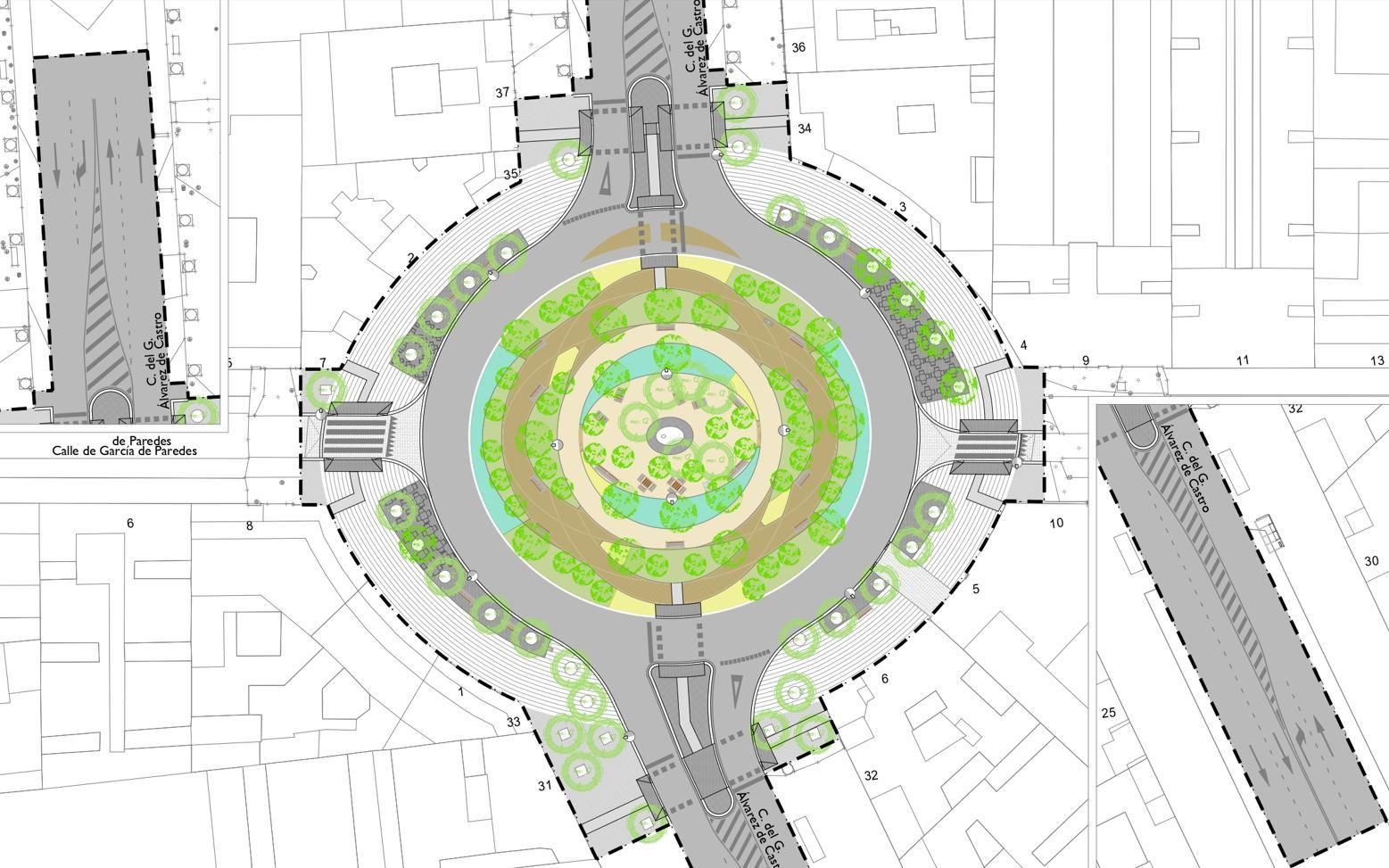 Plano de la intervención en la glorieta Álvarez de Castro