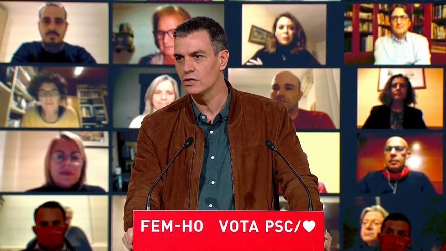 El presidente del Gobierno, Pedro Sánchez, en el cierre de campaña del PSC.