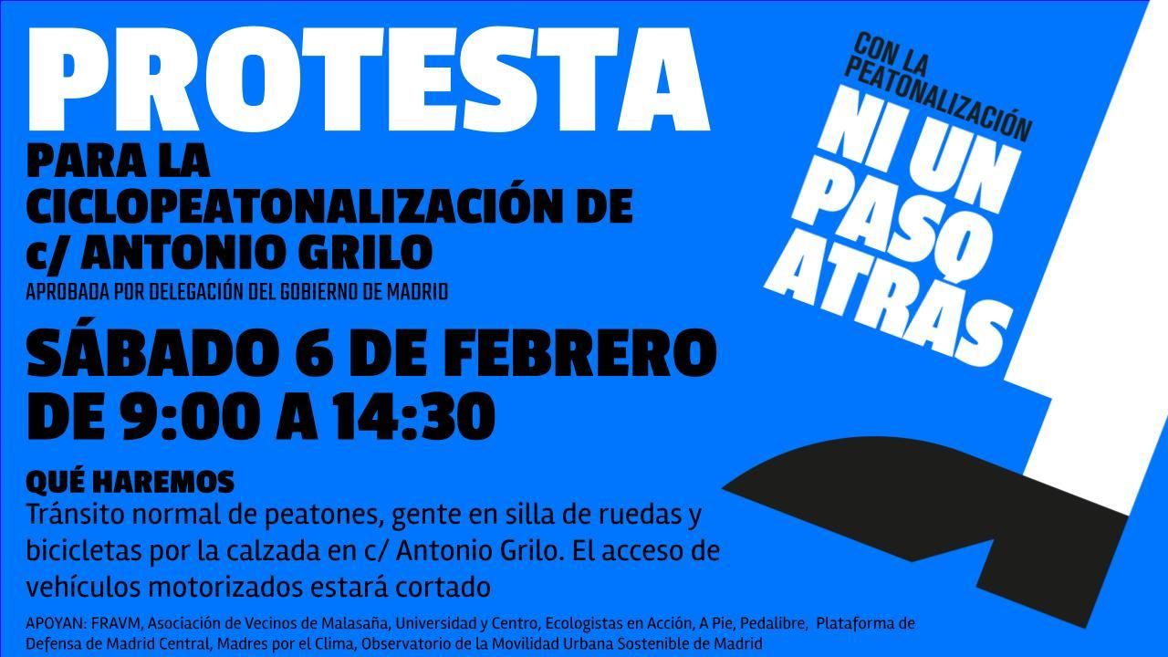 Cartel convocando a la protesta el sábado 6 de febrero
