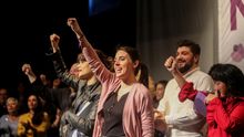 Irene Montero en un acto de Unidas Podemos en Pozuelo de Alarcón (Madrid).
