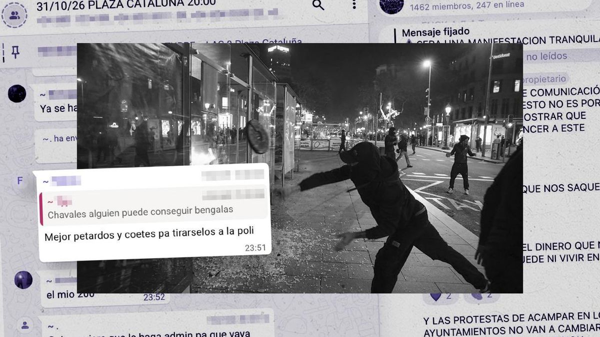 Dentro de los grupos 'blocus' que preparan más saqueos en Barcelona: "¿Alguien puede conseguir bengalas?"