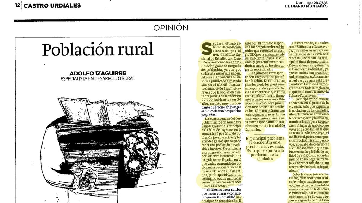 Artículo publicado por Adolfo Izaguirre en El Diario Montañés. En amarillo, el texto plagiado de eldiario.es.