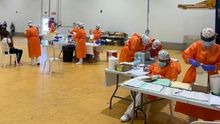 Las pruebas PCR realizadas hoy en la empresa hortofrutícola del Bajo Cinca.