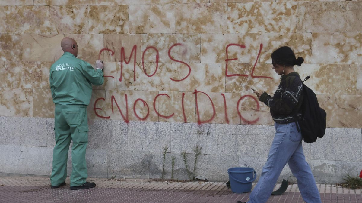 Amanece con pintadas pro-Palestina el campus Unamuno de la Universidad de Salamanca