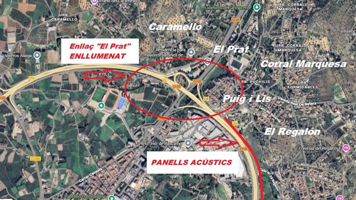 Llíria planta cara a la Generalitat: exige barreras acústicas y luz en la CV-35 tras quedar fuera del plan de inversión
