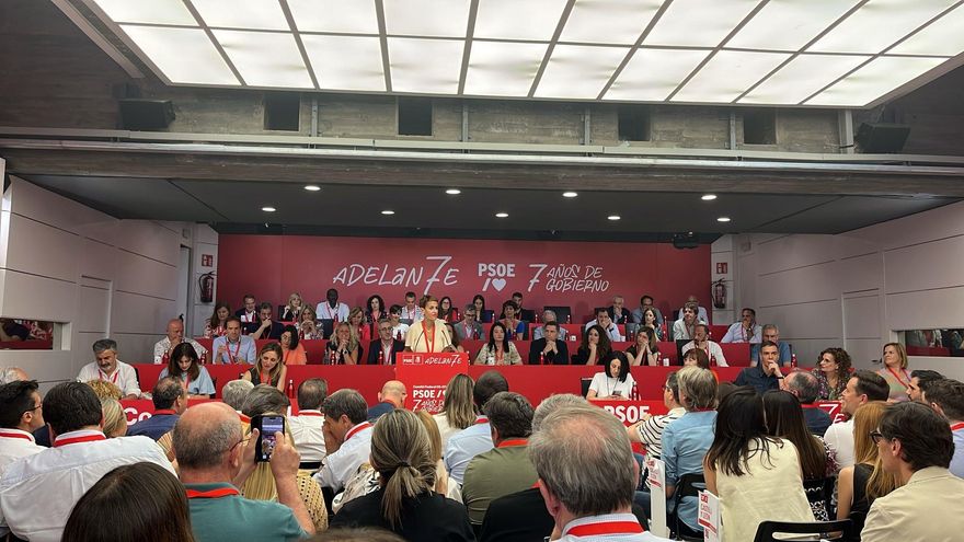 La secretaria general del PSN, María Chivite, interviene en el Comité Federal del PSOE.