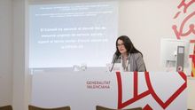 La vicepresidenta de Consell, Mónica Oltra, durante la rueda de prensa posterior al pleno.