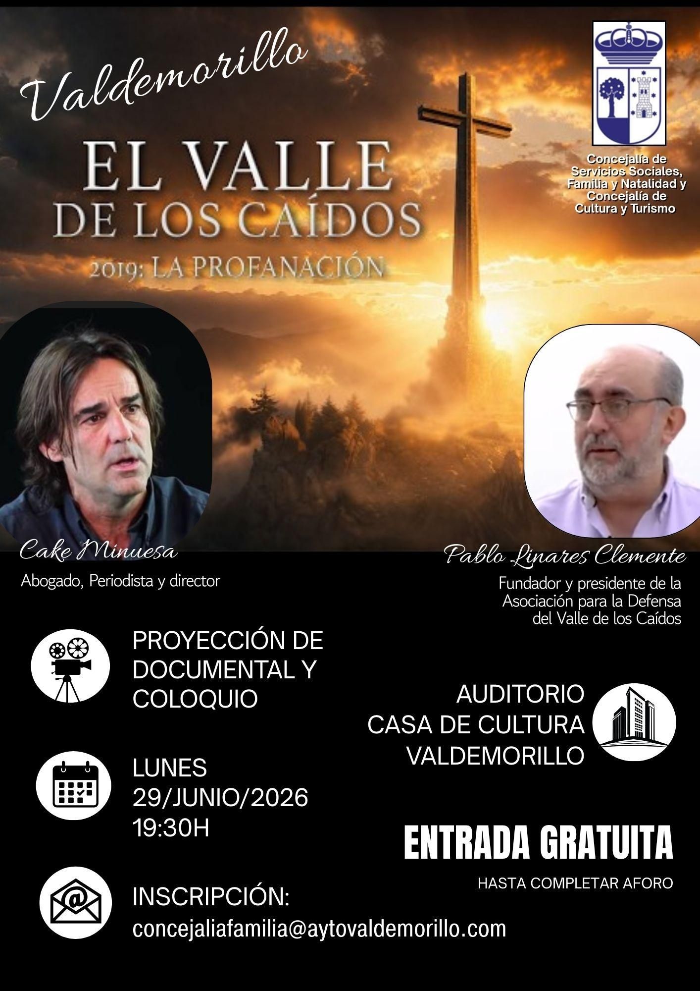 El cartel de la proyección del Ayuntamiento de Valdemorillo
