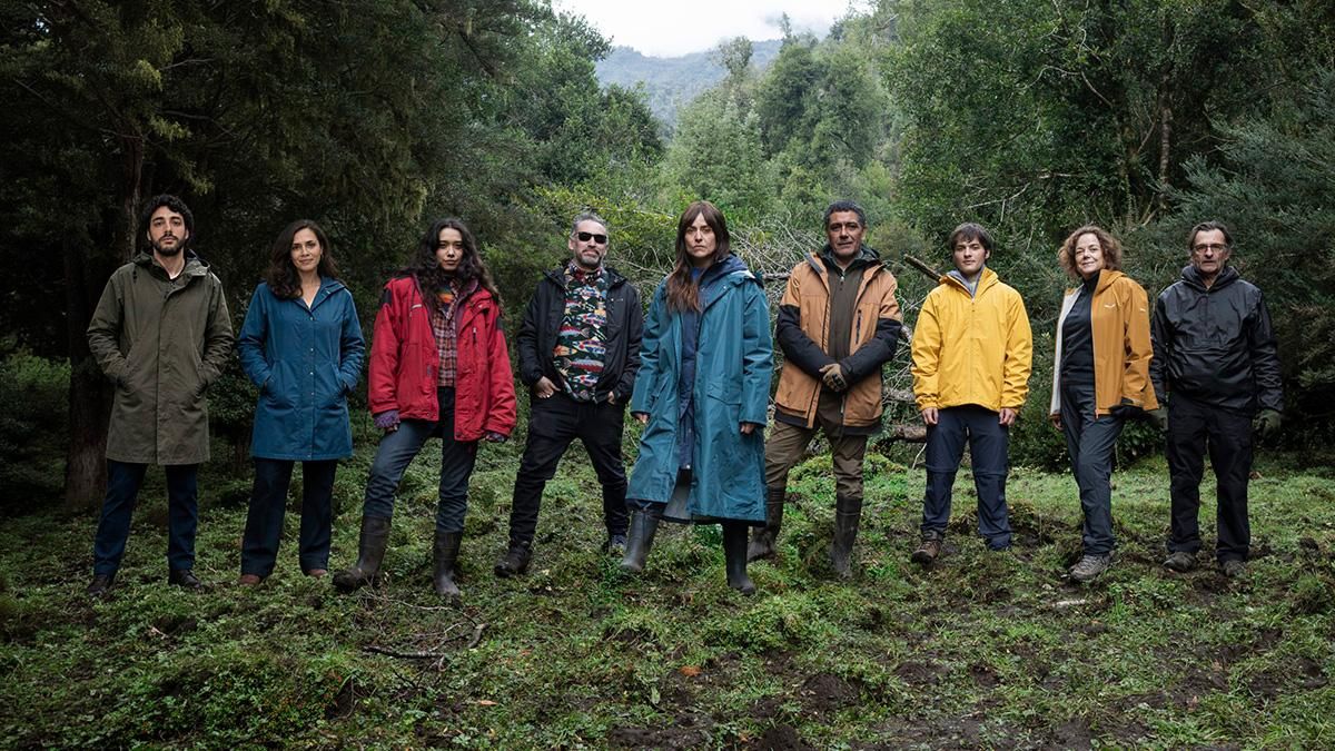 Posado frente a las cámaras durante el rodaje de 'Patagonia'
