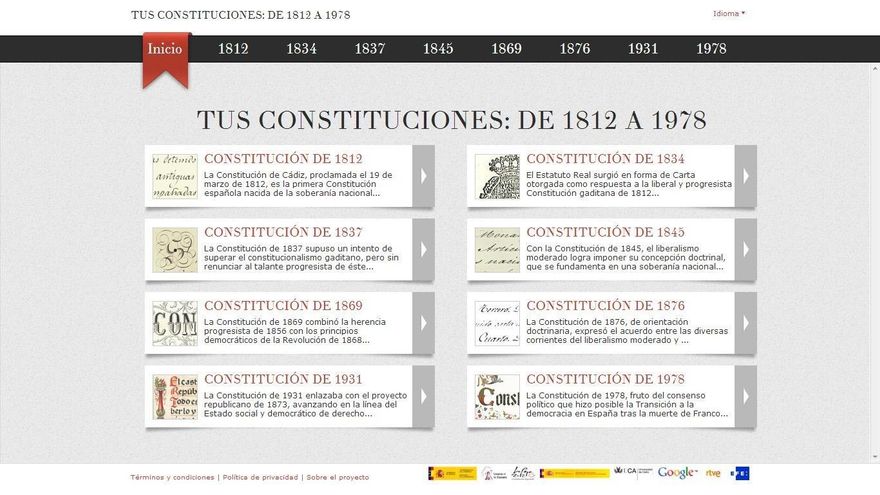 Una plataforma digital reúne en Internet las Constituciones españolas de los últimos 200 años