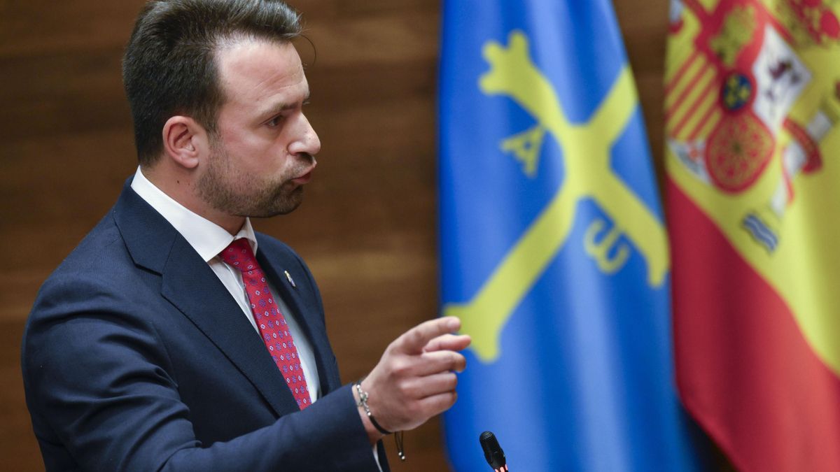 El presidente del PP de Asturias, Álvaro Queipo, este miércoles durante el pleno de la Junta General del Principado.