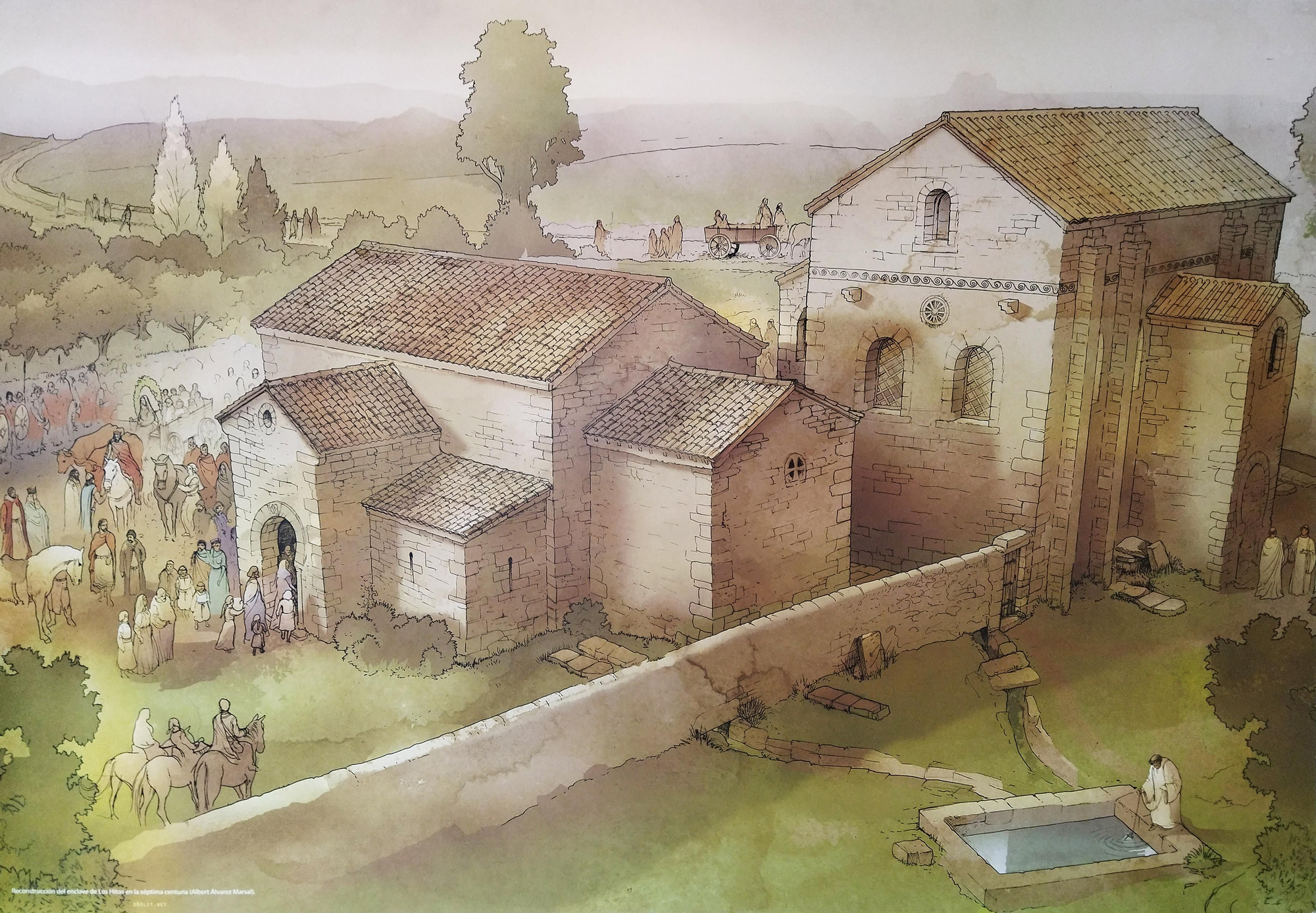 Recreación de cómo sería la villa visigoda de Los Hitos en una ilustración del Museo de Arisgotas