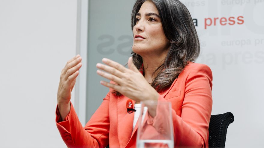 La portavoz de Más Madrid en la Asamblea regional, Manuela Bergerot, durante una entrevista con Europa Press.