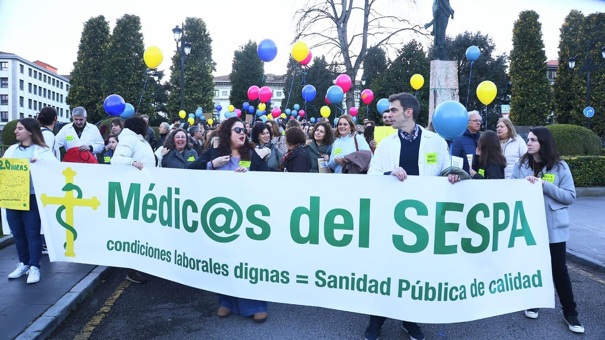 Manifestación de médicos en Asturias.