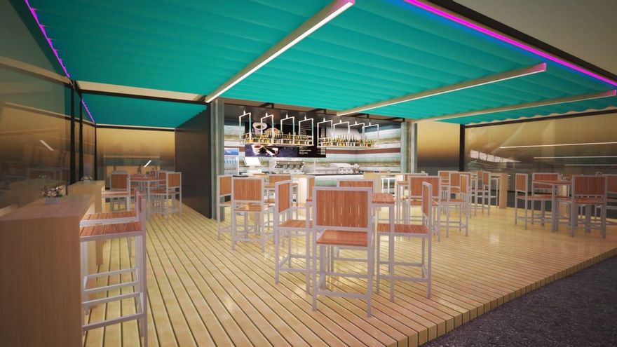 Recreación del primer quiosco de la playa de Santa Cruz de La Palma.