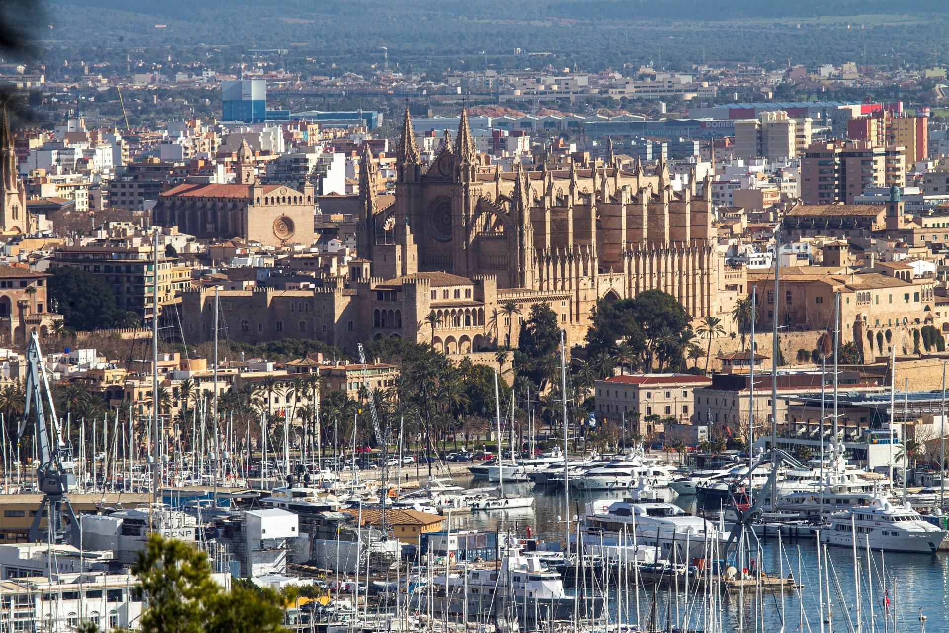 Viviendas y yates en Palma, junto a la Catedral