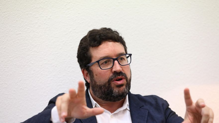 Joaquín Pérez Rey, durante un momento de la entrevista.