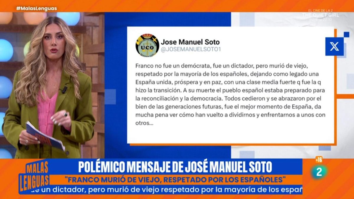 'Malas lenguas' critica el mensaje de José Manuel Soto sobre Franco