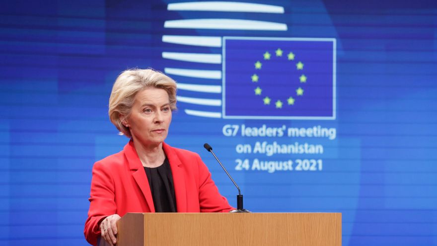 La Federación Europea de Periodistas (FEP) pidió este miércoles que la Recomendación de la Unión Europea (UE) sobre la seguridad de los periodistas, anunciada hoy por la presidenta de la Comisión Europea, Úrsula Von der Leyen. EFE/EPA/STEPHANIE LECOCQ