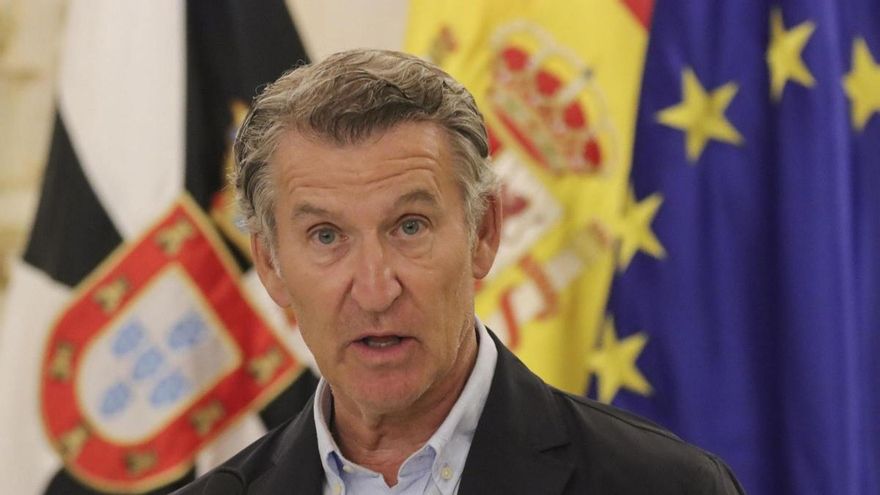 El presidente del PP, Alberto Núñez Feijoó, el pasado 19 de agosto en la Ciudad Autónoma de Ceuta. EFE/ Reduan