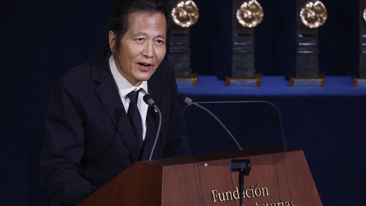 El filósofo alemán de origen surcoreano Byung-Chul Han, durante su discurso en el Teatro Campoamor de Oviedo.