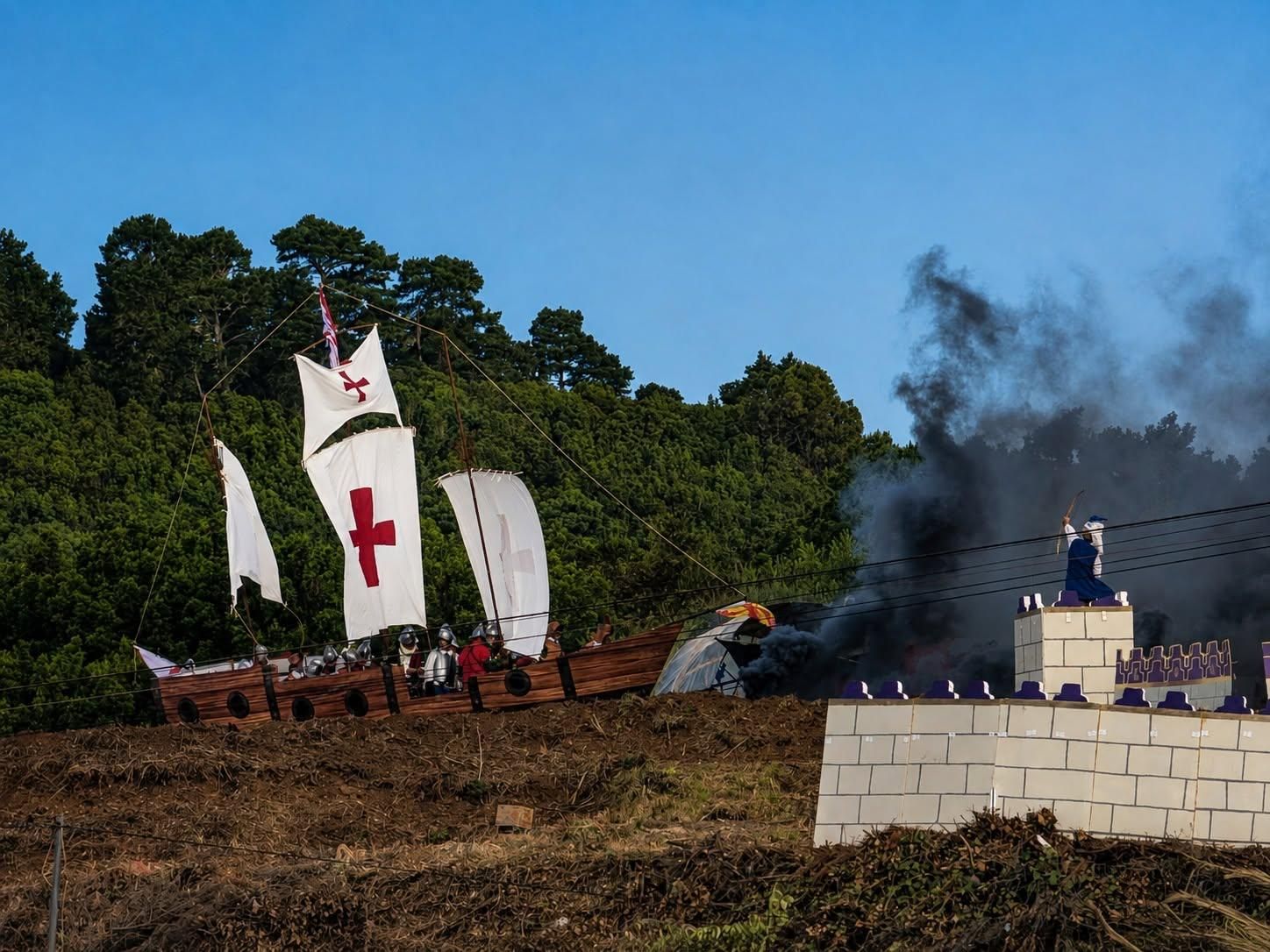 Representación alegórica de la Batalla de Lepanto en Barlovento el pasado domingo, 9 de agosto.