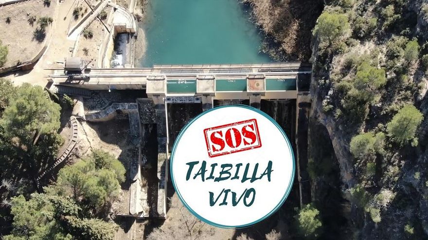 Presa del Taibilla con el logo de la plataforma