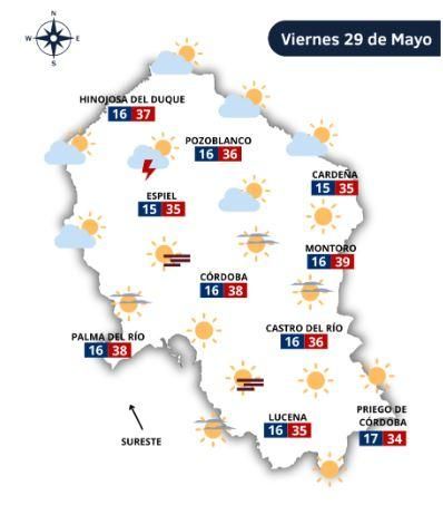 El tiempo en Córdoba el viernes 29 de mayo