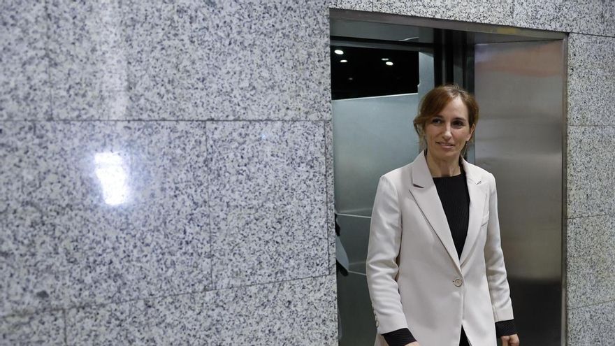 La ministra de Sanidad, Mónica García, a su llegada al pleno extraordinario del nuevo Consejo Interterritorial.