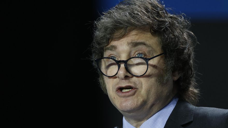 Imagen del 19 de mayo de 2024 de Javier Milei, presidente de Argentina. EFE/Rodrigo Jiménez