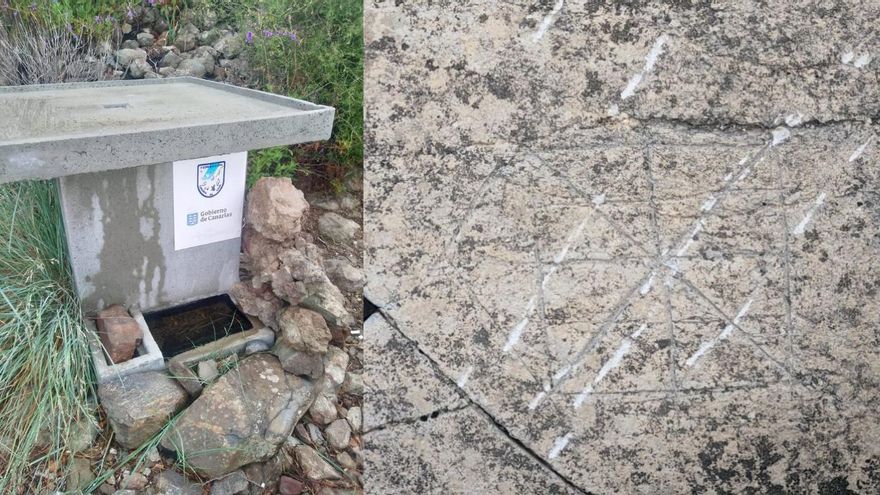 El Gobierno de Canarias destruye un grabado guanche al instalar un bebedero para animales